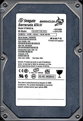 Picture of Seagate Barracuda ATA IV 80GB UDMA/100 7200RPM 2MB IDE Hard Drive